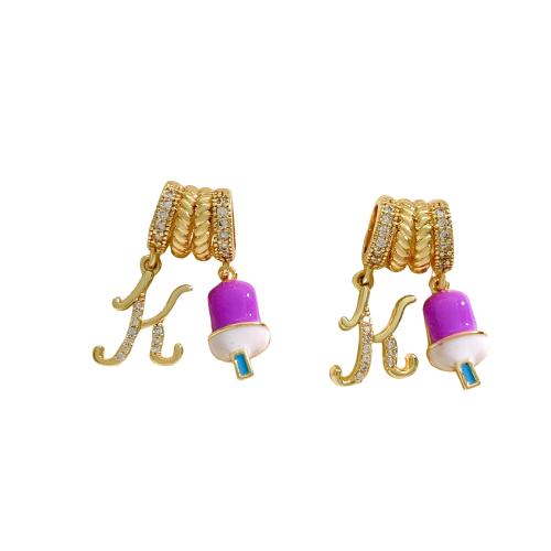 Befestigter Zirkonia Messing Anhänger, Reis, plattiert, DIY & Micro pave Zirkonia & Emaille, keine, frei von Nickel, Blei & Kadmium, verkauft von PC