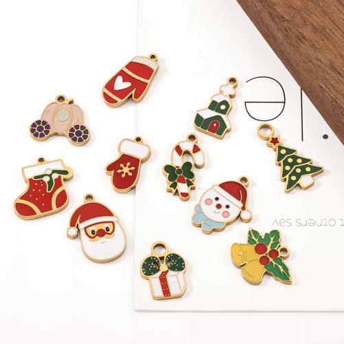 Edelstahl Schmuck Anhänger, 304 Edelstahl, goldfarben plattiert, Weihnachts-Design & DIY & Emaille, keine, verkauft von PC