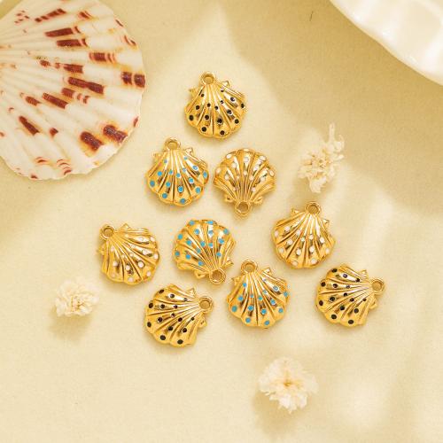 Stainless Steel Animal Pendants, 304 Stainless Steel, Shell, gold color plated, DIY & enamel, more colors for choice, 10PCs/Bag, Sold By Bag