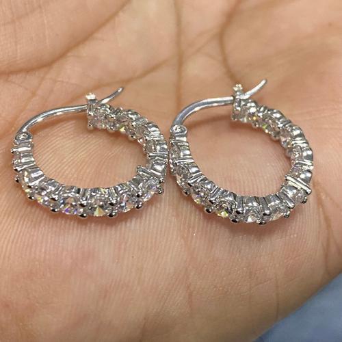 Cubic Zirconia Micro Pave Brass Earring, plated, fashion jewelry & micro pave cubic zirconia & for woman, Sold By Pair