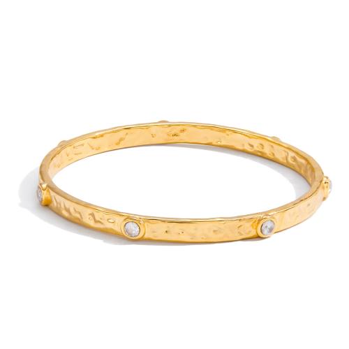 Brazalete del acero inoxidable, acero inoxidable 304, 18K chapado en oro, diferentes estilos para la opción & micro arcilla de zirconia cúbica & para mujer, Vendido por UD