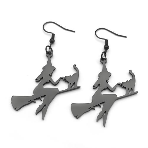 Stainless Steel Drop Earring, 304 Stainless Steel, plated, Halloween Design & for woman & hollow, black, Sold By Pair