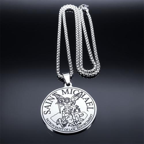 Collier de bijoux en acier inoxydable, Acier inoxydable 304, Placage, bijoux de mode & poli & unisexe, argent, Vendu par PC