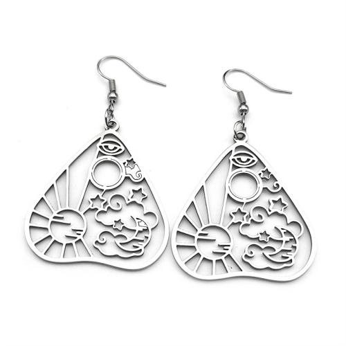 Stainless Steel Drop Earring, 304 Stainless Steel, plated, fashion jewelry & for woman & hollow, silver color, Sold By Pair