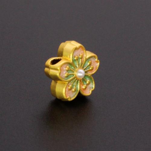 Abalorios Separador de Aleación de Zinc, con Perlas plásticas, chapado en color dorado, Bricolaje & esmalte, más colores para la opción, 10PCs/Bolsa, Vendido por Bolsa