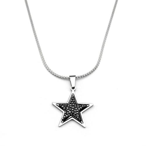 Stainless Steel Jewelry Necklace, 304 Stainless Steel, plated, fashion jewelry & for woman & with rhinestone, original color, Sold By PC