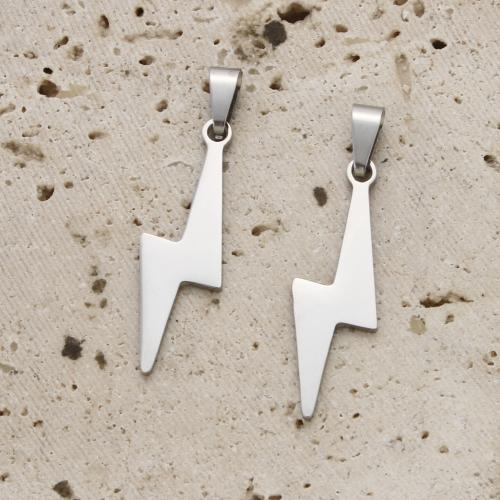 Ювелирные подвески из нержавеющей стали, Нержавеющая сталь 304, Символ молнии, плакирован серебром, DIY, серебряный, 35x9x1.30mm, продается PC