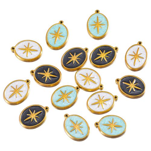 Stainless Steel Pendants, 304 Stainless Steel, 18K gold plated, DIY & enamel, more colors for choice, 2PCs/Bag, Sold By Bag