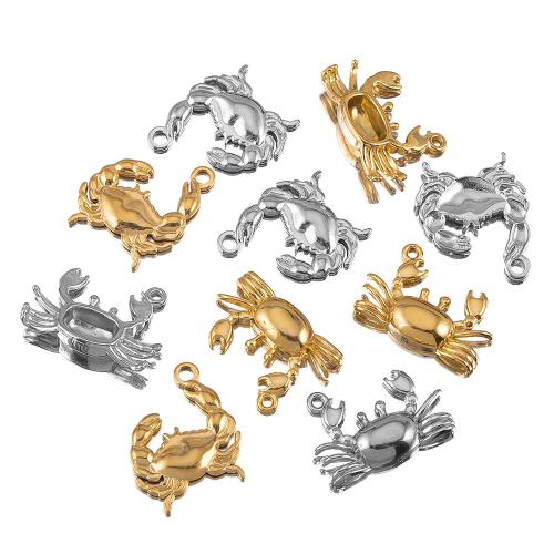 Stainless Steel Animal Pendants, 304 Stainless Steel, Crab, plated, DIY & different size for choice, more colors for choice, 2PCs/Bag, Sold By Bag