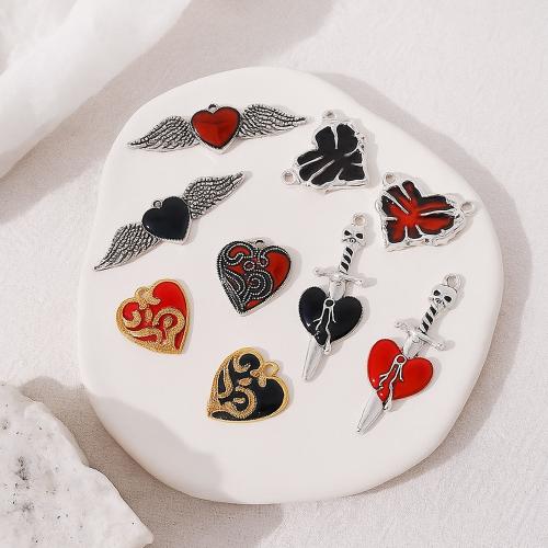 Colgantes de esmalte de la aleación del cinc, aleación de zinc, Corazón y Cruz, chapado en color dorado, Bricolaje, más colores para la opción, Vendido por UD