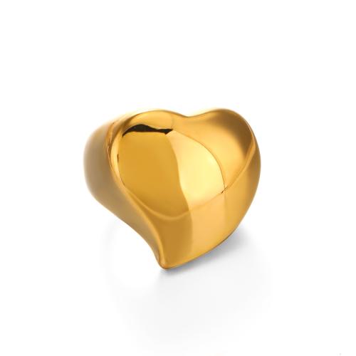 Stainless Steel Finger Ring, 304 Stainless Steel, Heart, plated, fashion jewelry & hand polished & for woman, golden, Sold By PC