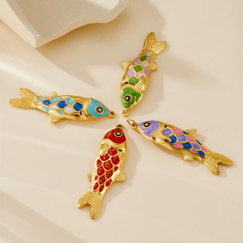 Stainless Steel Animal Pendants, 304 Stainless Steel, Fish, plated, DIY & enamel, more colors for choice, 10PCs/Bag, Sold By Bag