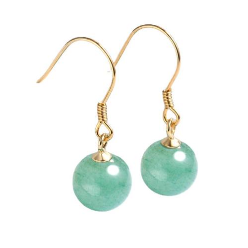 Green Aventurine Drop Earring, with 925 Sterling Silver, Round, plated, fashion jewelry & for woman, more colors for choice, Sold By Pair