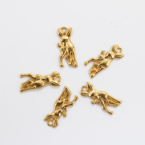 Stainless Steel Animal Pendants, 304 Stainless Steel, Deer, gold color plated, DIY, golden, 19x8.30x1.70mm, Sold By PC
