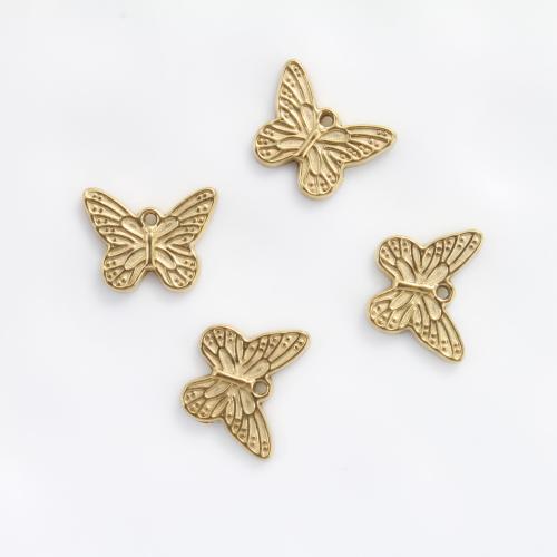 Stainless Steel Animal Pendants, 304 Stainless Steel, Butterfly, gold color plated, DIY, golden, 12x16x2.30mm, Sold By PC