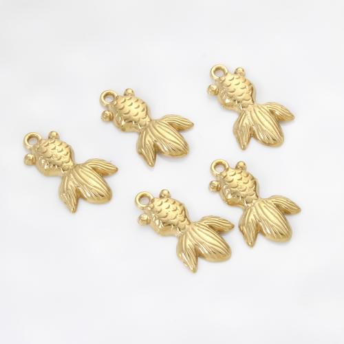 Stainless Steel Animal Pendants, 304 Stainless Steel, Goldfish, gold color plated, DIY, golden, 24.50x15x27mm, Sold By PC