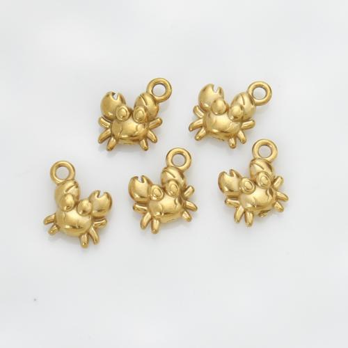 Stainless Steel Animal Pendants, 304 Stainless Steel, Crab, gold color plated, DIY, golden, 15.30x11x4.30mm, Sold By PC