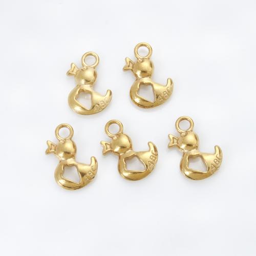 Stainless Steel Animal Pendants, 304 Stainless Steel, Duck, gold color plated, DIY, golden, 19x12.50x3.60mm, Sold By PC