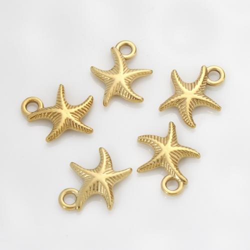 Stainless Steel Animal Pendants, 304 Stainless Steel, Starfish, gold color plated, DIY, golden, 16x14x3mm, Sold By PC