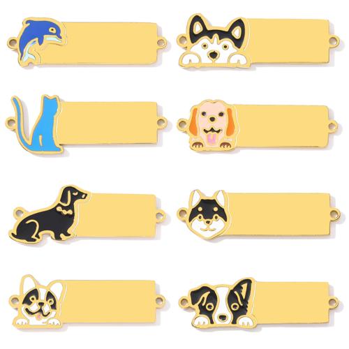 Stainless Steel Connector, 304 Stainless Steel, gold color plated, DIY & enamel & 1/1 loop, more colors for choice, 3PCs/Bag, Sold By Bag