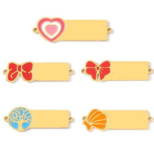 Stainless Steel Connector, 304 Stainless Steel, gold color plated, DIY & enamel & 1/1 loop, more colors for choice, 3PCs/Bag, Sold By Bag