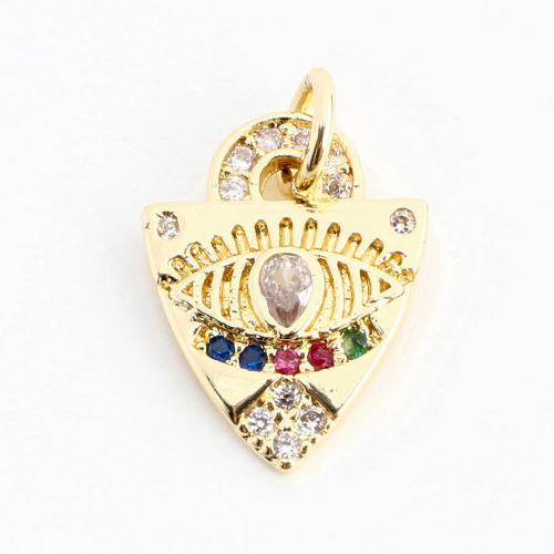 Befestigter Zirkonia Messing Anhänger, DIY & Micro pave Zirkonia, goldfarben, 15x11x1mm, verkauft von PC