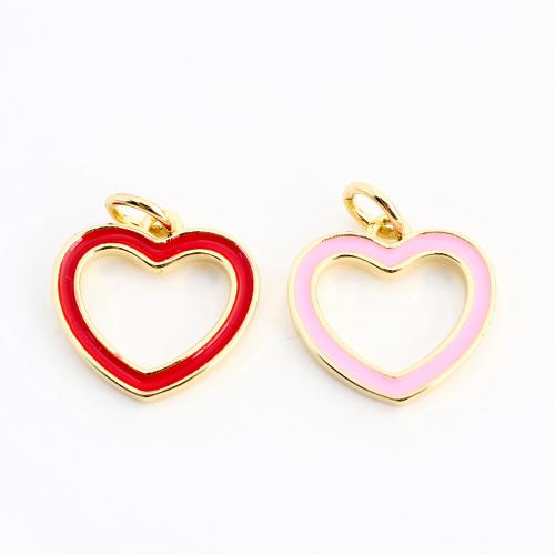 Messing Herz Anhänger, goldfarben plattiert, DIY & Emaille & hohl, keine, 17x14x2mm, verkauft von PC