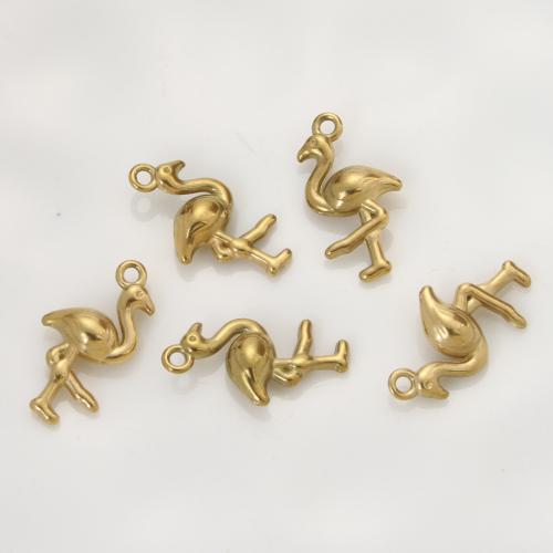 Stainless Steel Animal Pendants, 304 Stainless Steel, Crane, gold color plated, DIY, golden, 19x10x4.30mm, Sold By PC