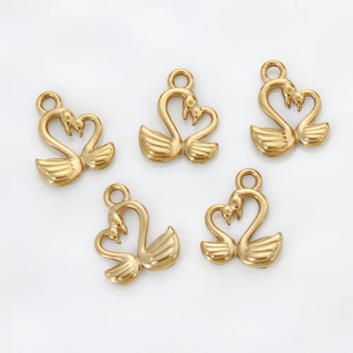 Stainless Steel Animal Pendants, 304 Stainless Steel, Swan, gold color plated, DIY, golden, 17.60x14x2.80mm, Sold By PC