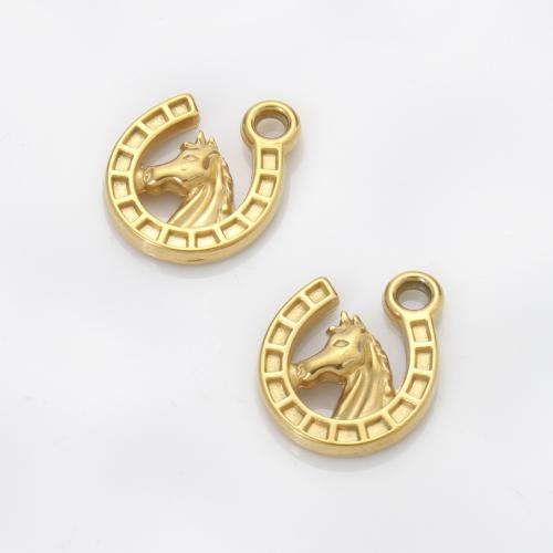Stainless Steel Animal Pendants, 304 Stainless Steel, Horse, gold color plated, DIY, golden, 16.60x13.40x3mm, Sold By PC