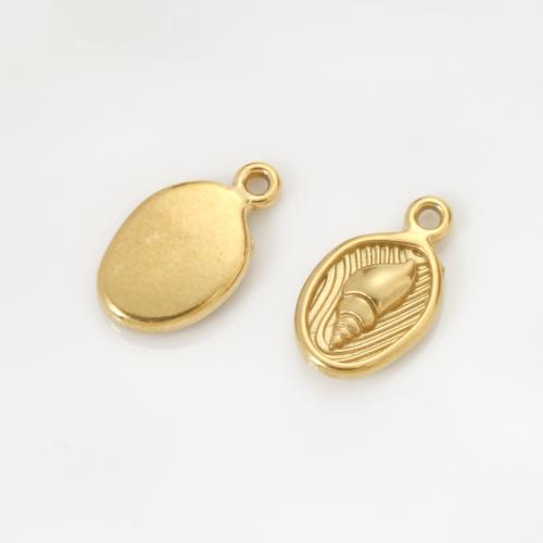 Stainless Steel Animal Pendants, 304 Stainless Steel, Conch, gold color plated, DIY, golden, 16.70x9.70x3.60mm, Sold By PC