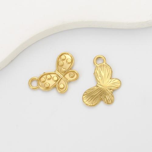 Stainless Steel Animal Pendants, 304 Stainless Steel, Butterfly, gold color plated, DIY, golden, 19x12x1.70mm, Sold By PC