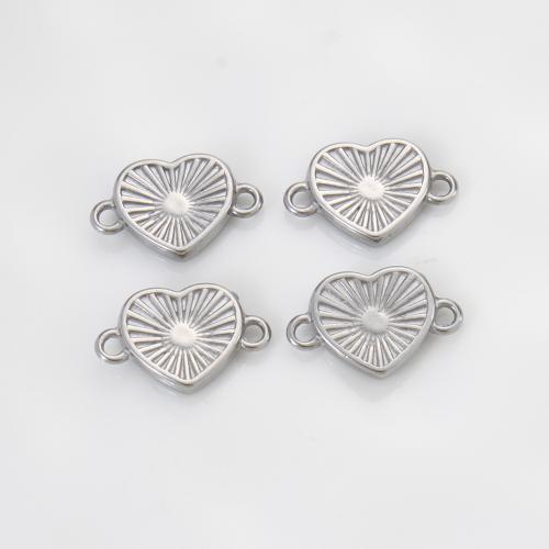 Stainless Steel Connector, 304 Stainless Steel, Heart, silver color plated, DIY, silver color, 14.60x11x14mm, Sold By PC