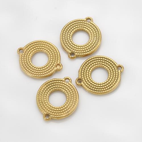 Stainless Steel Connector, 304 Stainless Steel, Round, gold color plated, DIY & hollow, golden, 19.80x16.60x1.90mm, Sold By PC