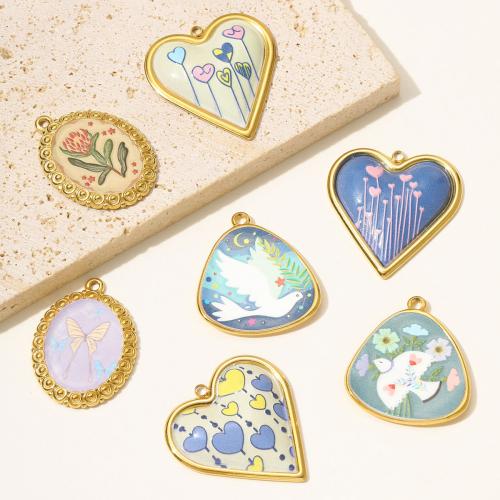 Stainless Steel Pendants, 304 Stainless Steel, gold color plated, DIY & enamel, more colors for choice, 3PCs/Bag, Sold By Bag