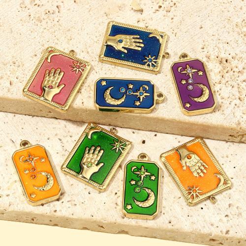 Stainless Steel Pendants, 304 Stainless Steel, gold color plated, DIY & enamel & with rhinestone, more colors for choice, 3PCs/Bag, Sold By Bag