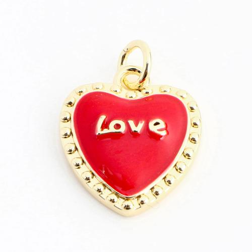 Messing Herz Anhänger, DIY & Emaille, goldfarben, 15x14x3mm, verkauft von PC