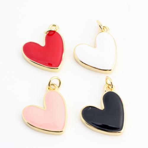 Brass Heart Pendants, gold color plated, DIY & enamel, more colors for choice, 17x16x3mm, Sold By PC