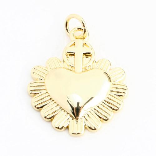 Messing Herz Anhänger, DIY, goldfarben, 21x18x3mm, verkauft von PC