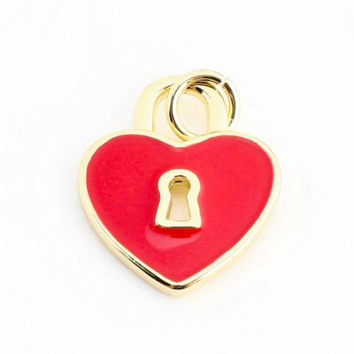 Colgantes de Metal en Forma Corazón, Bricolaje & esmalte & hueco, dorado, 15x13x2mm, Vendido por UD