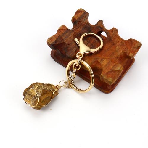 Bag Purse Charms Keyrings Keychains, Gemstone, with brass wire & Tibetan Style, handmade, different materials for choice & Unisex, golden, Sold By PC