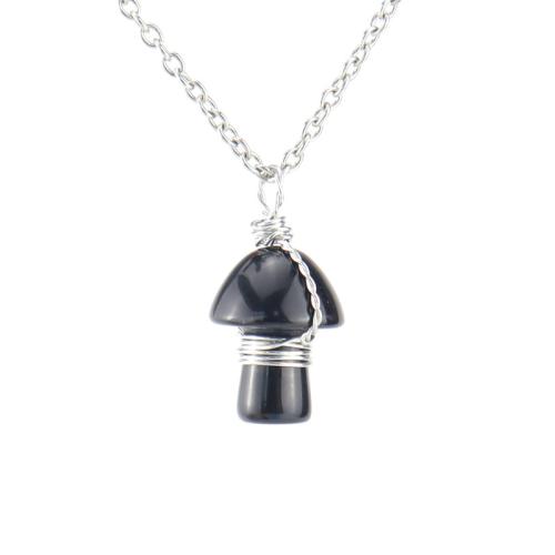 Natural Gemstone Necklace, with brass wire & Brass, handmade, fashion jewelry & different materials for choice & Unisex, silver color, Sold By PC