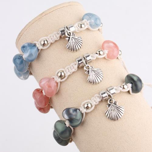 Acryl Armbänder, Zinklegierung, mit Wachsschnur & Acryl, goldfarben plattiert, Modeschmuck, keine, verkauft von PC