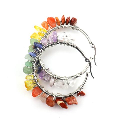 Boucles d'oreilles en pierres précieuses, pierre gemme, avec laiton, Placage, bijoux de mode & différents matériaux pour le choix & pour femme, argent, Vendu par paire