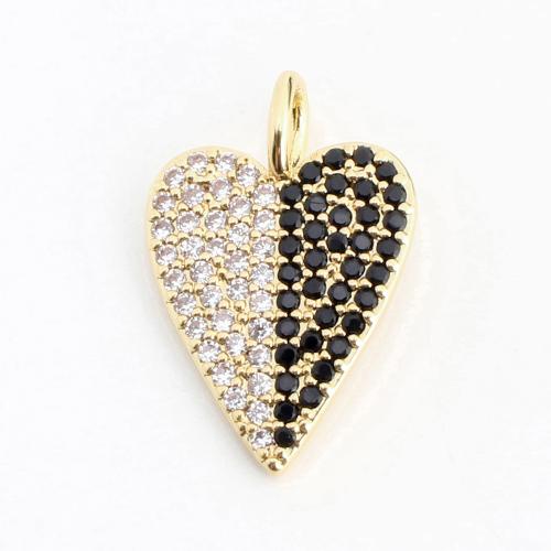 Befestigter Zirkonia Messing Anhänger, Herz, DIY & Micro pave Zirkonia, goldfarben, 20x13x4mm, verkauft von PC
