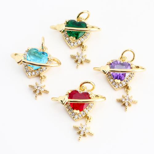 Befestigter Zirkonia Messing Anhänger, DIY & Micro pave Zirkonia & hohl, keine, 14x17x7mm, verkauft von PC