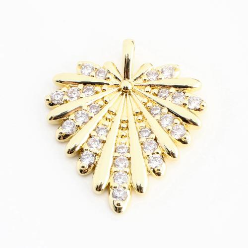 Befestigter Zirkonia Messing Anhänger, Herz, DIY & Micro pave Zirkonia, goldfarben, 22x19x4mm, verkauft von PC