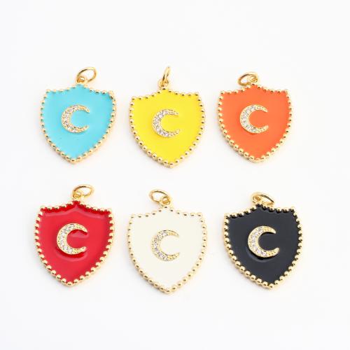 Befestigter Zirkonia Messing Anhänger, goldfarben plattiert, DIY & Micro pave Zirkonia & Emaille, keine, 23x18x2mm, verkauft von PC