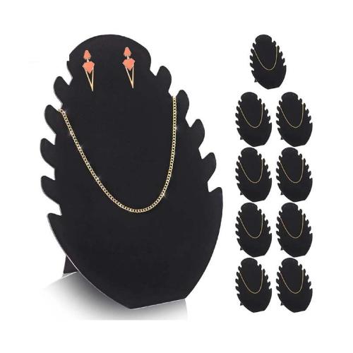 Velvet Necklace Display, with Paper, fashion jewelry, more colors for choice, 310x130mm, Sold By PC