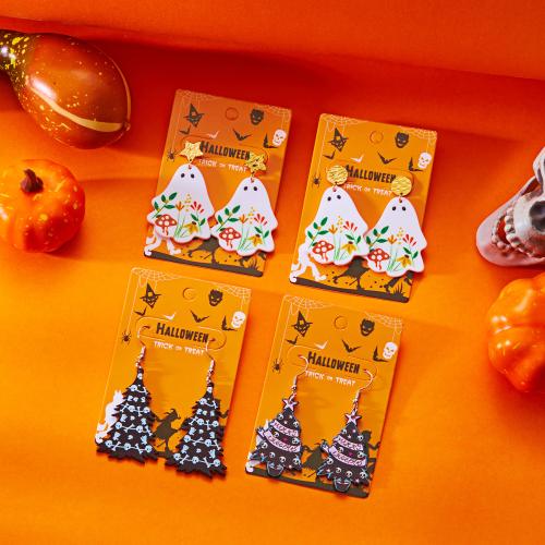 Tibetan Style Drop Earring, with Acrylic, gold color plated, Halloween Design, more colors for choice, Sold By Pair